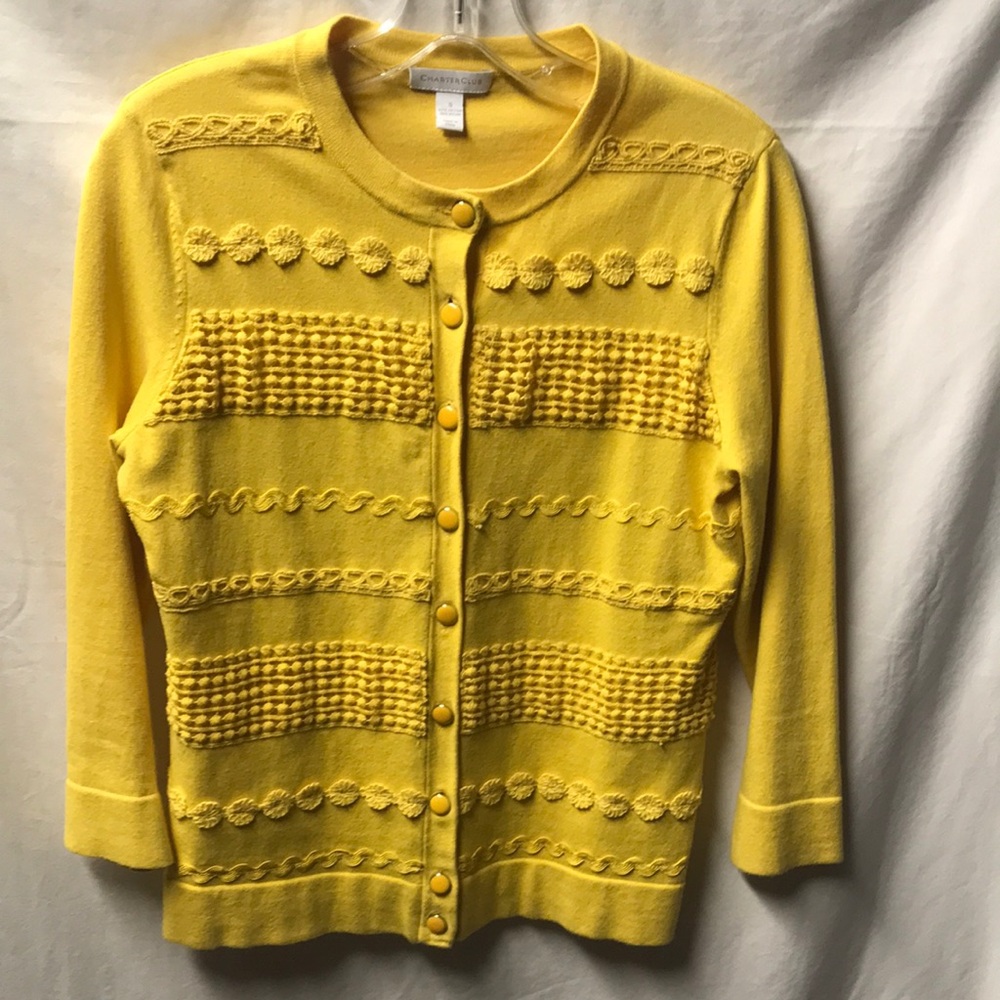 Charter Club Yellow Textured Button-Front Womens Cardigan Sweater Size S